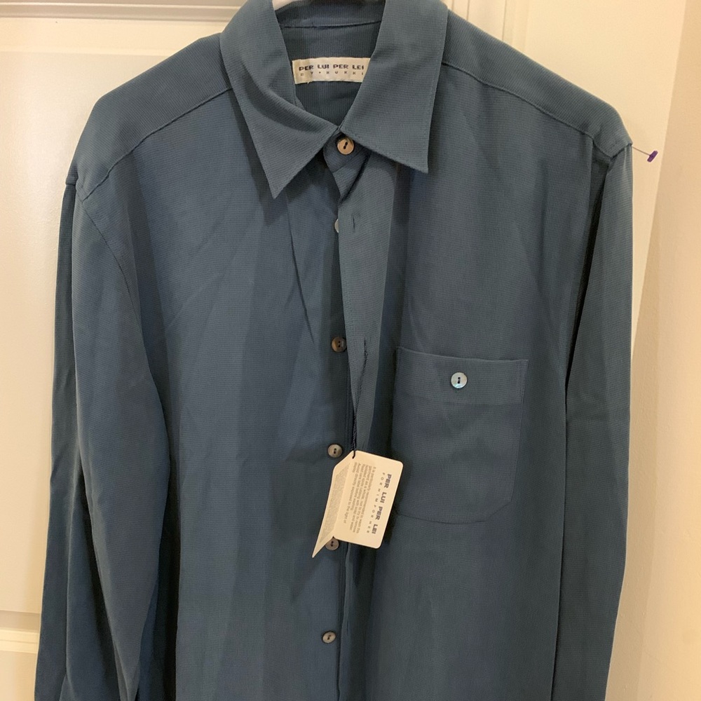 Per Lui Per Lei by Kukki Men’s 100% Silk Button Dress Shirt